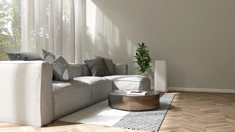 Minimalistisch interieur met moderne vloer waarin kleur en textuur centraal staan.