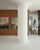 Abstract schilderij – warm statement voor de eetkamer-Marella Hesseling-woonkamer-Abstract schilderij op maat voor moderne eethoek | Warmte & diepte-OBLY