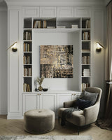 Abstract schilderij – warm statement voor de eetkamer-Marella Hesseling-woonkamer-Abstract schilderij op maat voor moderne eethoek | Warmte & diepte-OBLY