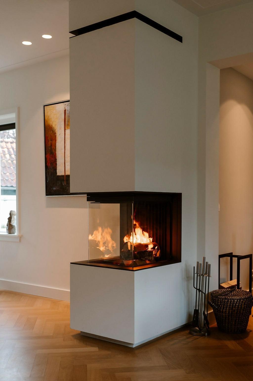 Driezijdige haard-Hooijer-design haard,gashaard interieur,haard,haard woonkamer,Haarden,moderne haard,open haard woonkamer-OBLY