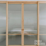 Eiken afscheidingswand met ribglas-INDU DOORS-Aanbouw,eikenhout,Entree,hal,modern design,ribglas,scheidingswand,schuifdeur,trap-Eiken afscheidingswand met ribglas-OBLY