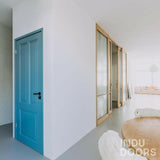 Eiken afscheidingswand met ribglas-INDU DOORS-Aanbouw,eikenhout,Entree,hal,modern design,ribglas,scheidingswand,schuifdeur,trap-Eiken afscheidingswand met ribglas-OBLY