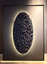 Illuminated 3D Clay Art – Donkerbruin wandkunstwerk-No-Ending Art by Indira Noëlle-3d wandkunst,abstracte wandkunst,design wanddecoratie,modern wandkunstwerk,wandkunst met verlichting-3D Clay Art wandkunst met verlichting | Abstract design kunstwerk-OBLY