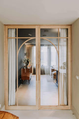 Indu Doors dubbele eiken deur met glas organische vorm-INDU DOORS-dubbele deur,eikenhout,glazen deur,luxe afwerking-Dubbele eiken deur met glas organische vorm-OBLY