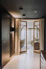 Indu Doors dubbele eiken deur met glas organische vorm-OBLY-Dubbele eiken deur met glas organische vorm-OBLY