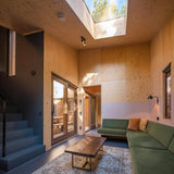 Knus houten huis verscholen in het bos-Brandvries-boshuis,Exterieur vrijstaand,houten woning,keuken,moderne architectuur,natuur-Boshuis Burcht – Uniek vakantiehuis op Vlieland -OBLY