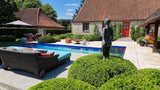 Landelijke Tuin met Verouderde Travertin Apulia Ivory-Van den Heuvel & Van Duuren-landelijke tuin,luxe tuin ontwerp,Tuin,tuin met zwembad,tuin met zwembad en terras,zwembad met natuursteen-OBLY