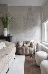Luxe wandbekleding in serene slaapkamer voor een high-end residentieel project-Dennis v Zanden-woonkamer-Botanische Wandbekleding in Master Bedroom | Exclusief Woonproject Riv-OBLY