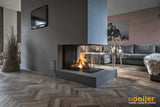Maatwerk haard in woonkamer-Hooijer-design haard woonkamer,gashaard roomdivider,haard,haard tussen woonkamer en keuken,moderne gashaard,roomdivider haard,woonkamer-Maatwerk haard in woonkamer-OBLY