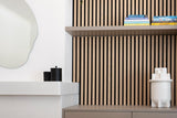 Maatwerk interieur met houten lattenwand en haard-studio stylez-design-interieur,eiken-vloer,haardombouw,houtaccenten,houten-lattenwand,interieur-op-maat,lattenwand,maatwerk-interieur,maatwerk-kastenwand,moderne-woning,visgraat-vloer,Woonkamer-Maatwerk interieur met houten lattenwand-OBLY