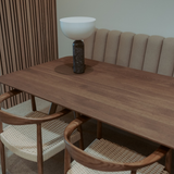 Moderne Houten Eettafel met Bank | Minimalistisch Design-Lijn M-design eetkamer meubels,eettafel,houten eettafel met bank,massief houten tafel,minimalistisch design,moderne eettafel-OBLY