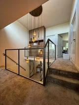 Moderne Middenboom-boermetaal-eiken tredes,maatwerk trap,middenboom trap,stalen balustrade-Maatwerk middenboom trap met eiken treden & stalen balustrade-OBLY