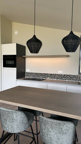 Moderne keuken vakantiewoning Zeeuwse kust-Viveau - fine wall design-Keuken-Vakantiewoning Zeeland met natuurlijke wandbekleding | Mosselschelpen -OBLY