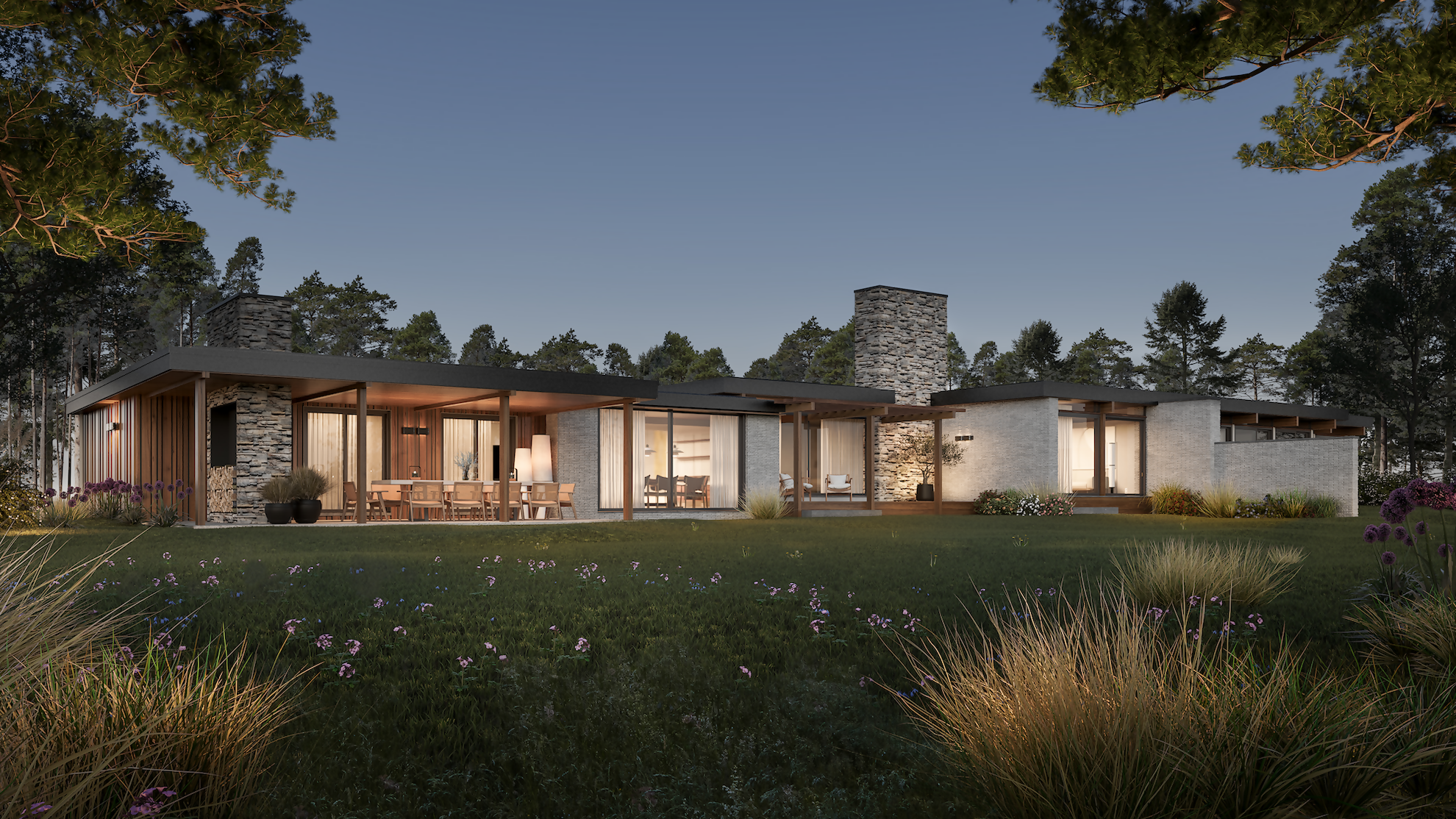 Modernistische bungalow-Toine Pennings-Eetkamer,Entree,Keuken,Patio,Slaapkamer,Terras,Tuin,Werkkamer,Wijnkamer,Woonkamer-OBLY
