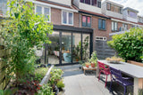 Rustieke woonkeuken met vouwwand-Busscher Serrebouw-Keuken,keuken met glazen aanbouw,keuken met lichtstraat,keuken met tuinverbinding,moderne woonkeuken,woonkeuken met serre-Rustieke woonkeuken met vouwwand-OBLY