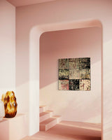 Vrije abstracte schilderijen als inspiratiebron voor maatwerk-Marella Hesseling-woonkamer-Abstracte schilderijen vol gelaagdheid & karakter | Vrij werk & maatwe-OBLY