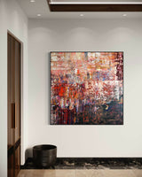 Vrije abstracte schilderijen als inspiratiebron voor maatwerk-Marella Hesseling-woonkamer-Abstracte schilderijen vol gelaagdheid & karakter | Vrij werk & maatwe-OBLY