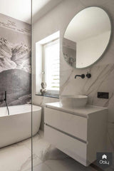 Badkamer met waterbestendig behang-Ijzersterk Interieurontwerp-alle,Badkamer-OBLY