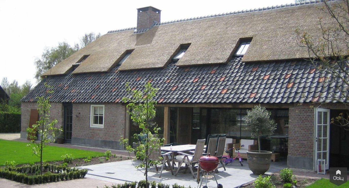 Boerderij met bijgebouw, rieten dak en bakstenen gevel-Architectenbureau Drijvers Oisterwijk B.V.-alle,bakstenen gevel,bijgebouw,Exterieur vrijstaand,landelijke architectuur,renovatie,rieten dak-Boerderij met bijgebouw en rieten dak | Drijvers-OBLY