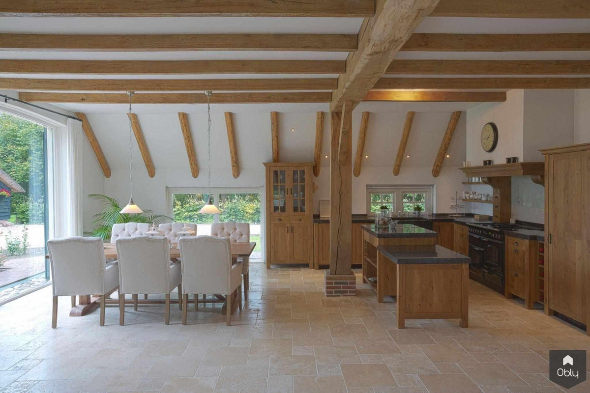 Boerderij met eiken gebinten-Robuust Eiken-alle,eiken boerderij,eiken gebinten,Exterieur vrijstaand,houtconstructie,houten balken,landelijke woning,rustieke stijl-OBLY