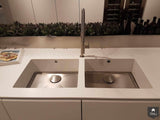 Corian keukeneiland met verlijmde dubbele spoelbak-Cora Techniek-alle,Keuken-OBLY