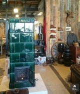 Flesgroene tegelkachel 1930-Gloed Tegelkachels-alle,Woonkamer-OBLY