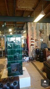 Flesgroene tegelkachel 1930-Gloed Tegelkachels-alle,Woonkamer-OBLY