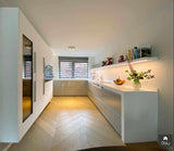 Hoogglans grijze keuken met Corian werkblad-Keukenarchitectuur Midden Brabant-alle,Keuken-OBLY