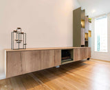 Houten hoge vakkenkast-Hout en Vorm-Woonkamer-Hoge houten vakkenkast-OBLY