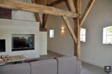 Landelijk wonen in een gerenoveerde boerderij met eiken gebinten-Architectenbureau Drijvers Oisterwijk B.V.-alle,eiken gebinten,houten balken,karakteristiek interieur,landelijke stijl,renovatie boerderij,Woonkamer-Boerderij met eiken gebinten | Drijvers Oisterwijk-OBLY