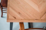 Massief eiken Hongaarse punt in tafel met handgemaakt stalen frame-Pelle Interieurbouw-alle,Eetkamer-OBLY