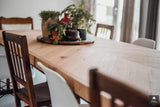 Massief eiken Hongaarse punt in tafel met handgemaakt stalen frame-Pelle Interieurbouw-alle,Eetkamer-OBLY