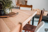 Massief eiken Hongaarse punt in tafel met handgemaakt stalen frame-Pelle Interieurbouw-alle,Eetkamer-OBLY