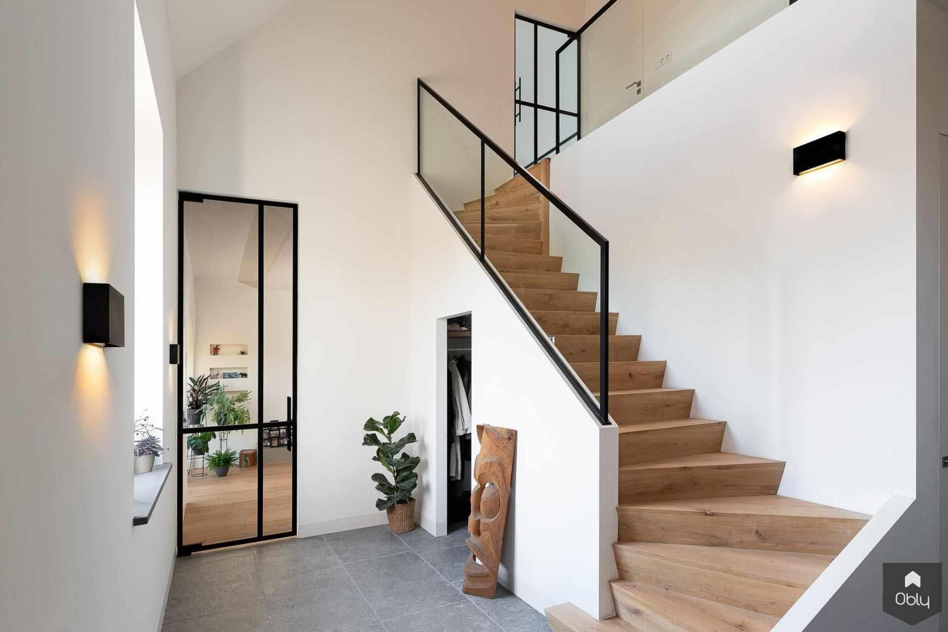 Moderne aanbouw woonboerderij-Overveld Glas-Aanbouw,alle,glazen balustrade trap,glazen gevel woning,glazen pui woning,moderne woning glas,trap met glasbalustrade-OBLY