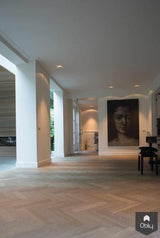 MoreFloors - Vrijstaande Villa met mooie combinatie woonbeton/ verouderde tapis visgraat vloer-MoreFloors-Aanbouw,alle,exterieur villa moderne vloer,interieur woonbeton vloer,keuken eiken visgraat vloer,woonkamer verouderde eiken vloer,woonkamer visgraat vloer-OBLY