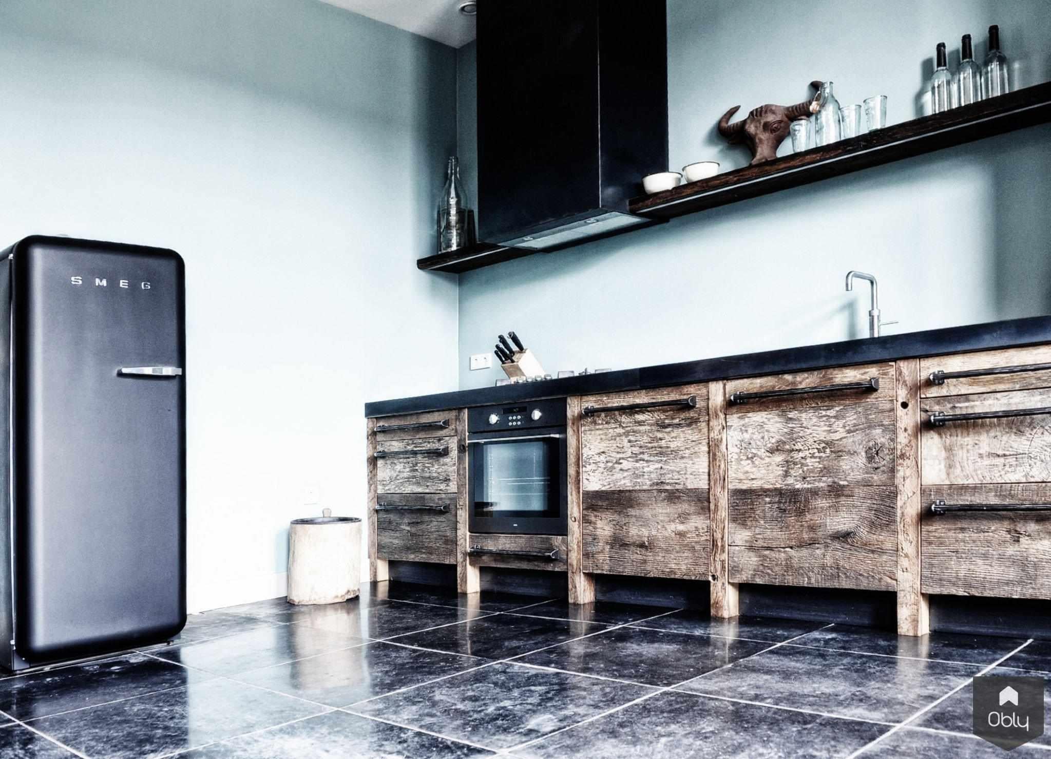 Oud eiken keuken industrie stijl met blauwstalen werkblad-Restyle-XL-alle,Keuken-OBLY