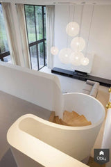 Ronde gebogen trap in villa-Groeneveld & Poirot Interieurbouw-alle,Woonkamer-OBLY
