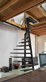 Stalen 1m2 wenteltrap-OBLY-zolder-Ruimtebesparende 1m2 stalen wenteltrap -OBLY