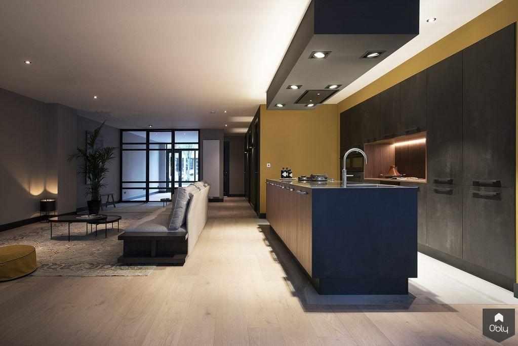 Stijlvolle keuken in blauwstaal en walnoot kleur-Kitchenstudio-alle,Keuken-OBLY