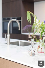 Stijlvolle leefkeuken met koperkleurig eiland-Keukenstudio Stormink-alle,Keuken-OBLY