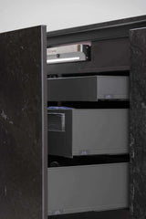 Strakke keuken met marmerlook keukenblok-Mereno-Keuken-OBLY