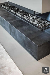 Woonkamer met vrijstaande haard in Villa-LTD Studio-alle,Woonkamer-OBLY