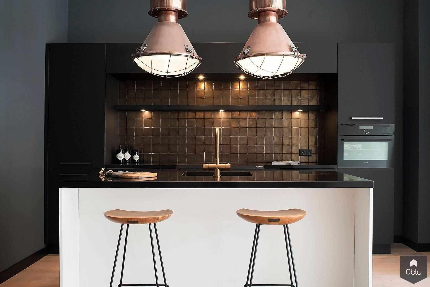 Zwarte keuken met koperen details-Kitchenstudio-alle,Keuken-Zwarte keuken met koperen details | OBLY.com-OBLY