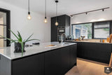 Zwarte keuken met marmeren blad-Keukenstudio Stormink-alle,Keuken-Zwarte keuken met marmeren blad | OBLY.com-OBLY