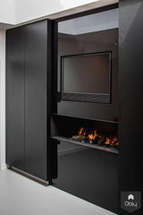 Zwarte moderne keuken met wit keukeneiland-Culimaat-alle,Keuken-OBLY