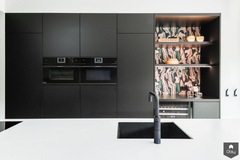 Maatwerk keuken in zwart met wit en eiken-Ergoform-alle, Keuken-OBLY