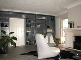 opknappen klassieke boekenkast-Doret Schulkes Interieurarchitect-alle,boekenkast renovatie,grijs gespoten kast,klassieke boekenkast,luxe woonkamerinrichting,maatwerk wandkast,moderne woonkamer,opknappen woonkamer,strakke interieurstijl,Woonkamer-OBLY