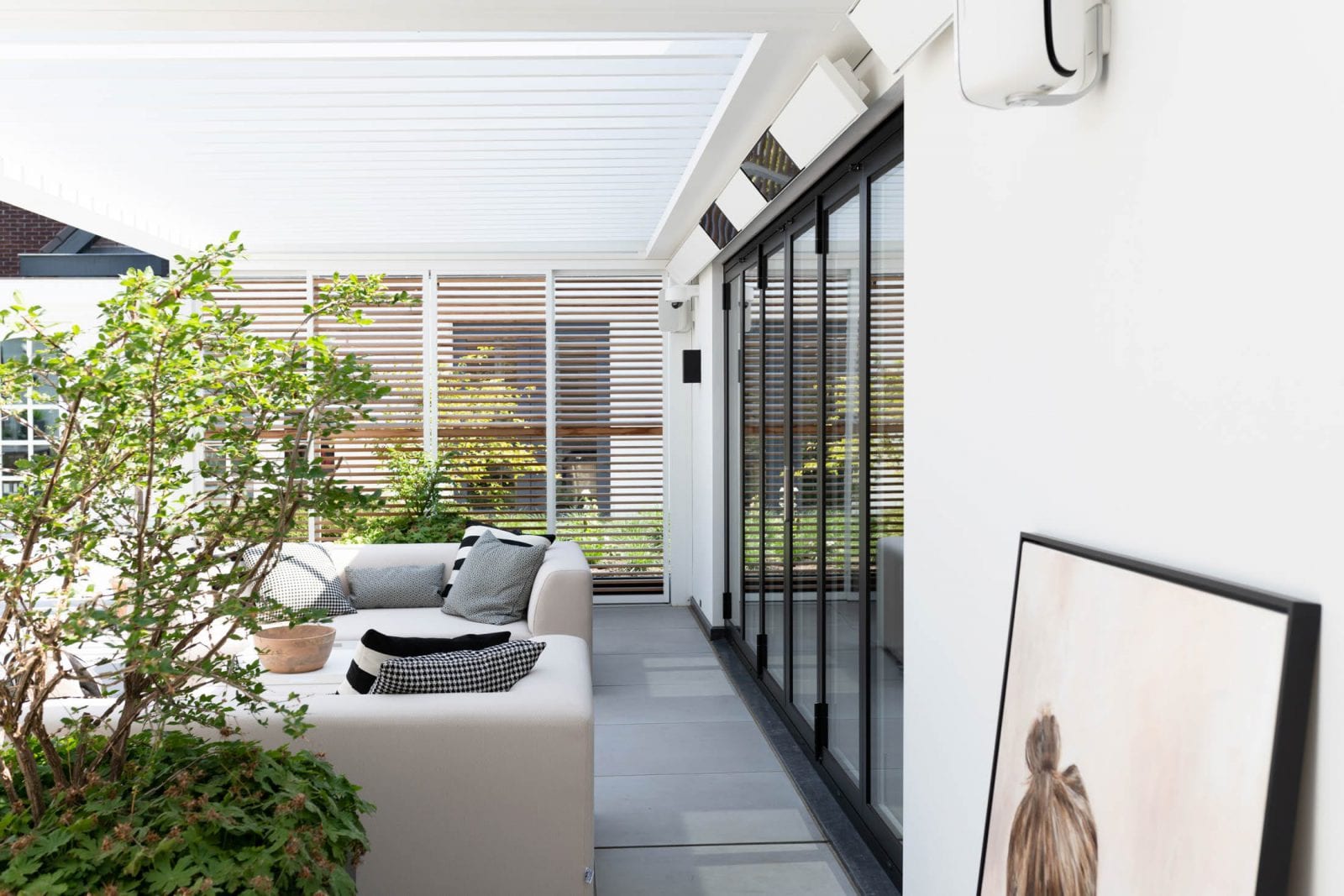 Lamellen in tuinkamer of terrasoverkapping 