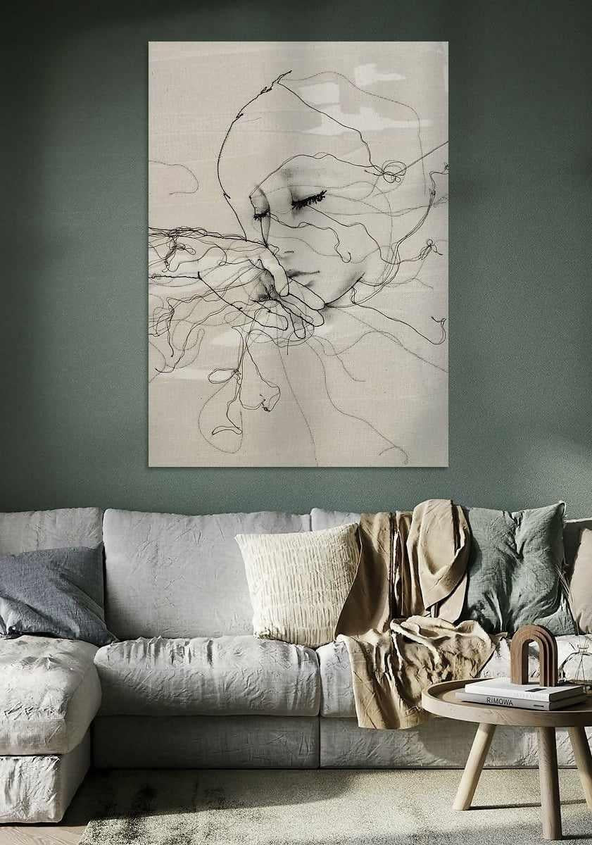 A Taste of Silence-KIM RIJNTJES | ATELIER-GALERIE MIM-Abstracte lijntekening,Akoestisch kunstpaneel,Design kunstwerk,Galerie kunstcollectie,Kunst,Kunst op canvas,Minimalistisch interieur,Moderne wanddecoratie-' A Taste of Silence'-OBLY