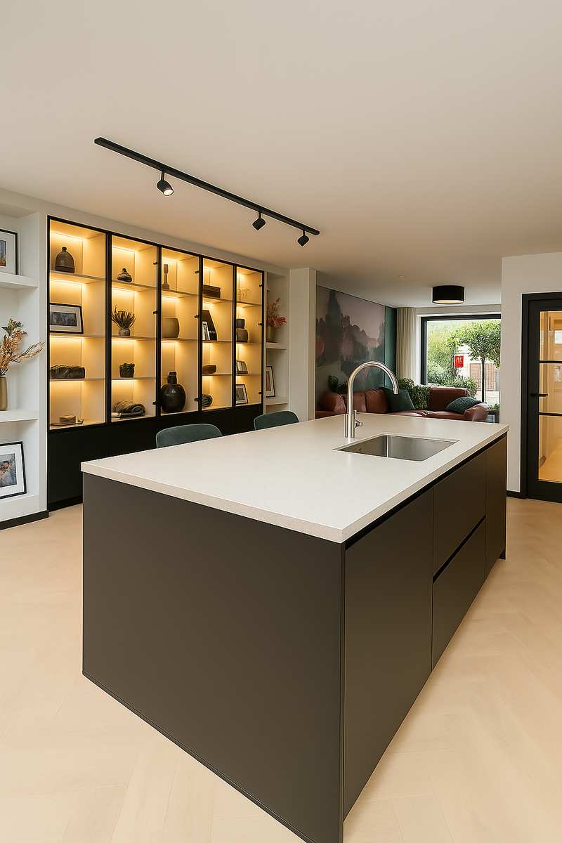 Aanbouw met ruime leefkeuken-Bureau Kemps Architecten-keuken-Uitbreiding van woning tot leefruimte voor jong gezin-OBLY